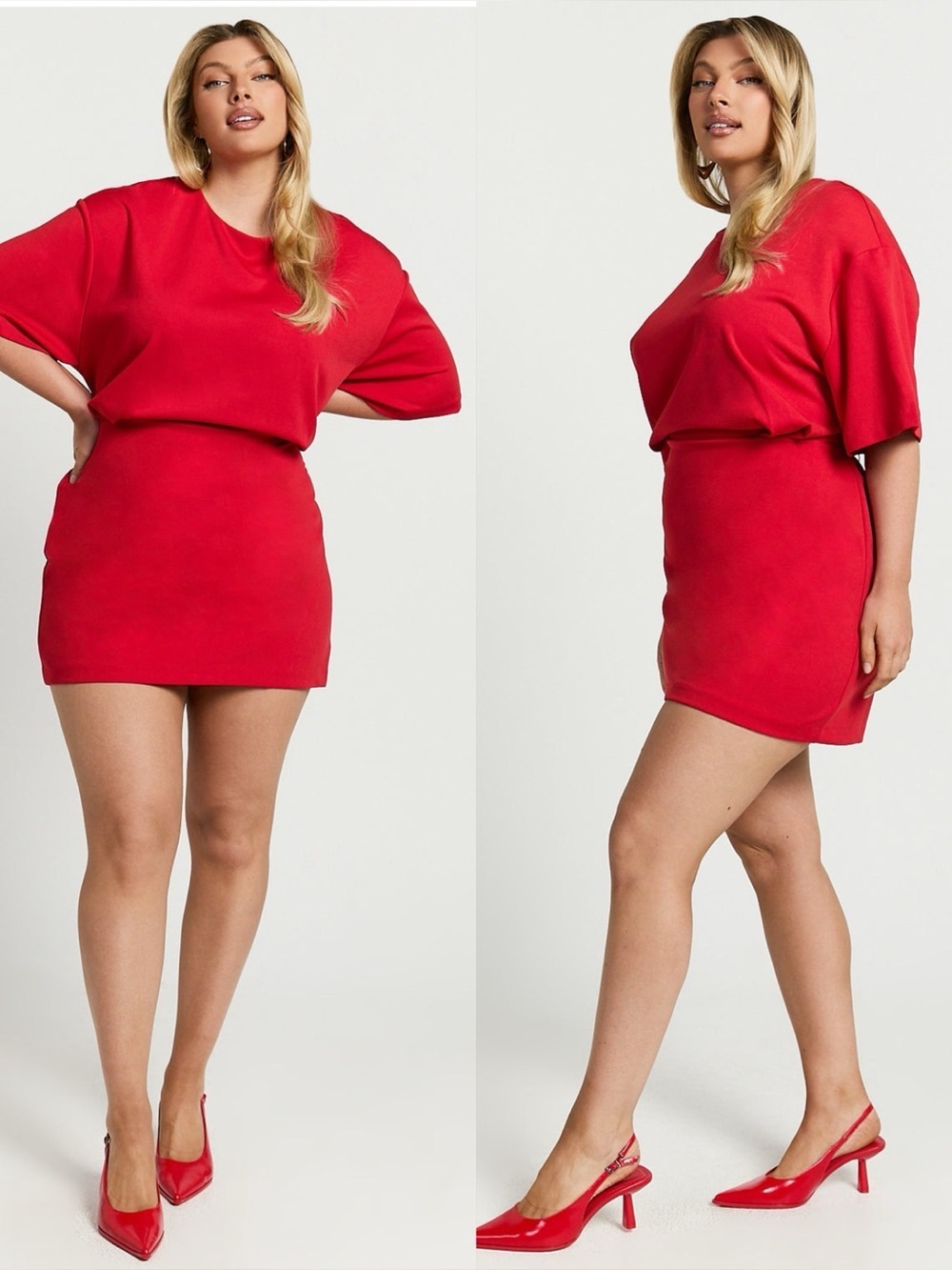 SHOWPO Karyna Shirt Mini Dress In Red